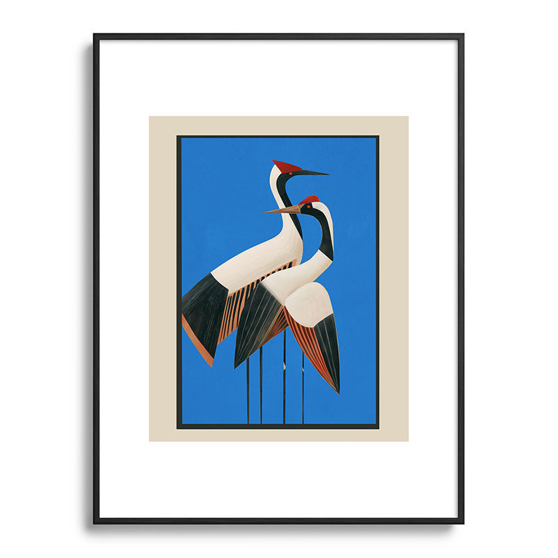 Stillness in Motion - Abstract Cranes in Blue Framed Art Print Gallery Image 84
