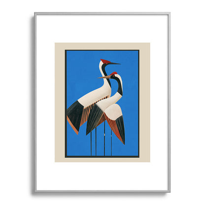 Stillness in Motion - Abstract Cranes in Blue Framed Art Print Gallery Image 99