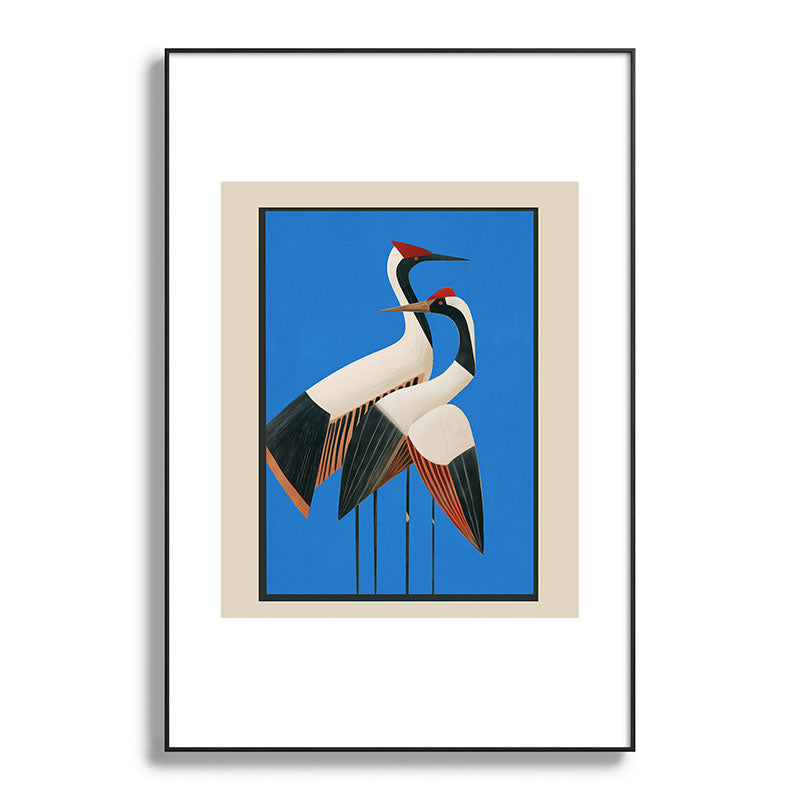 Stillness in Motion - Abstract Cranes in Blue Framed Art Print Gallery Image 87
