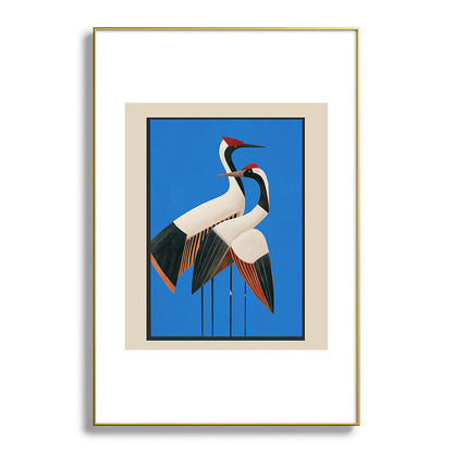Stillness in Motion - Abstract Cranes in Blue Framed Art Print Gallery Image 93