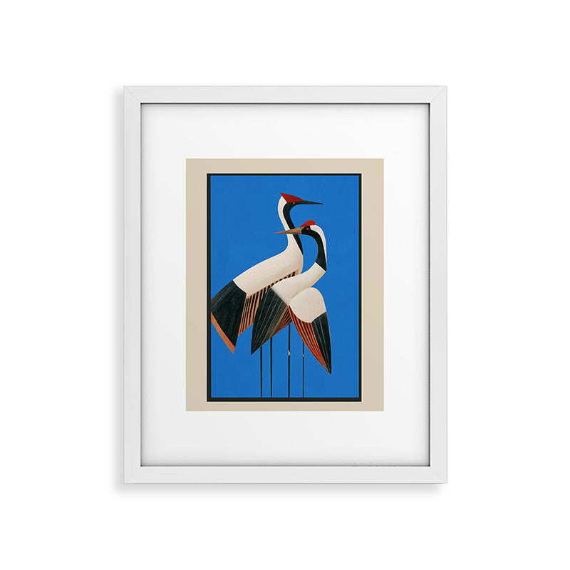 Stillness in Motion - Abstract Cranes in Blue Framed Art Print Gallery Image 26