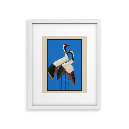 Stillness in Motion - Abstract Cranes in Blue Framed Art Print Gallery Image 26