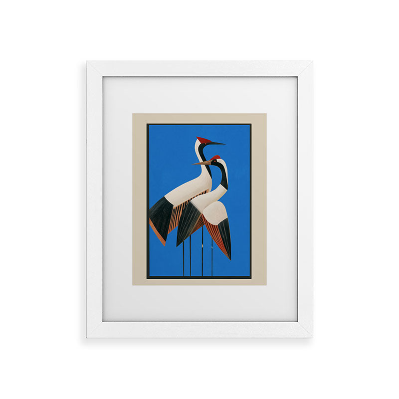 Stillness in Motion - Abstract Cranes in Blue Framed Art Print Gallery Image 55