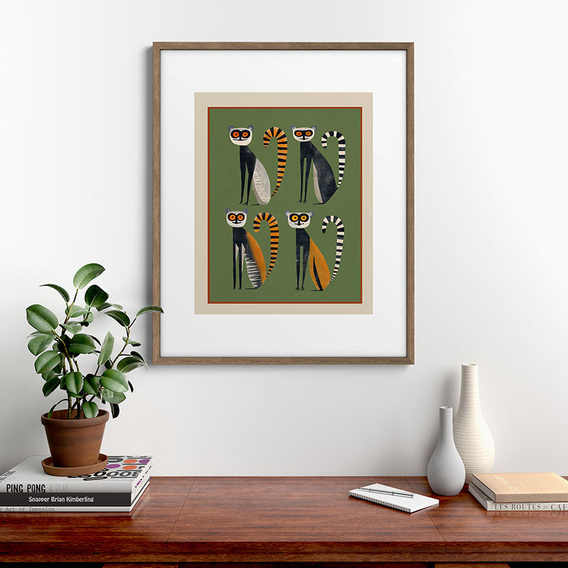 Striped Lemurs Framed Art Print Gallery Image 14