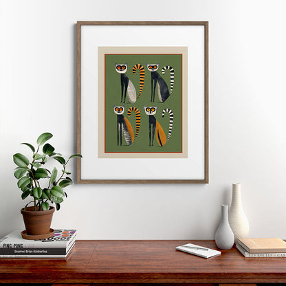 Striped Lemurs Framed Art Print Gallery Image 14