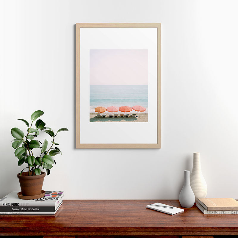 Beach Umbrella Pastel Minimalist AI Photography Framed Art Print Gallery Image 48