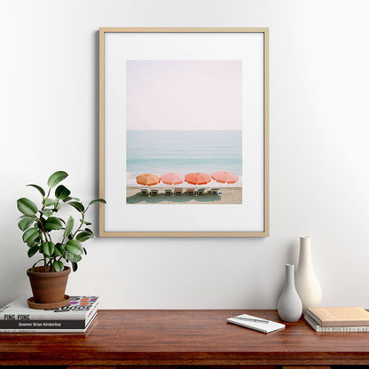 Beach Umbrella Pastel Minimalist AI Photography Framed Art Print Gallery Image 21