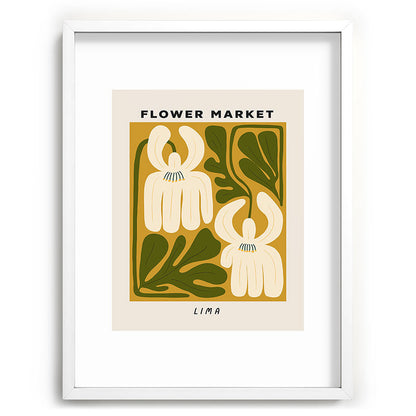 Flower Market Lima, Retro Eclectic Floral Print Framed Art Print Gallery Image 79