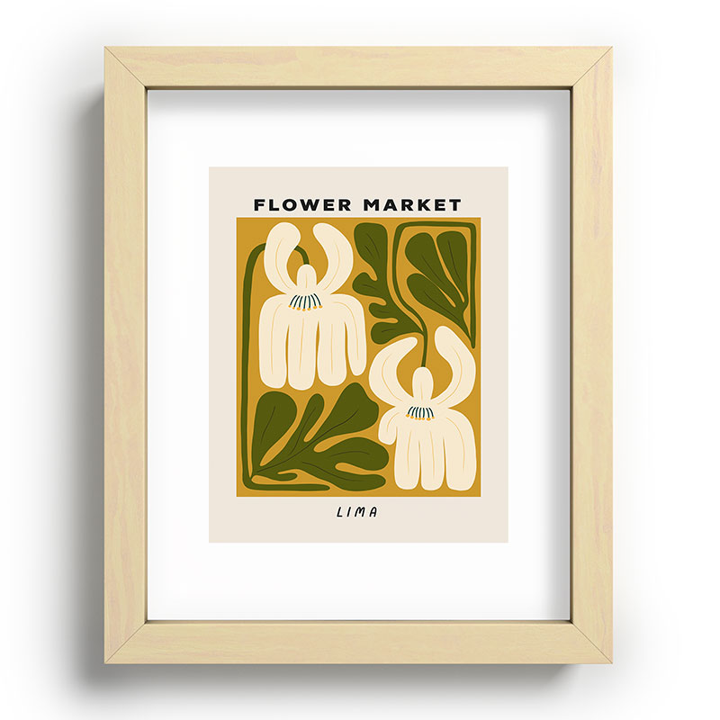 Flower Market Lima, Retro Eclectic Floral Print Framed Art Print Gallery Image 69