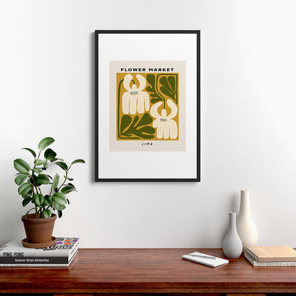 Flower Market Lima, Retro Eclectic Floral Print Framed Art Print Gallery Image 6