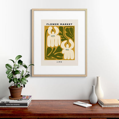 Flower Market Lima, Retro Eclectic Floral Print Framed Art Print Gallery Image 49