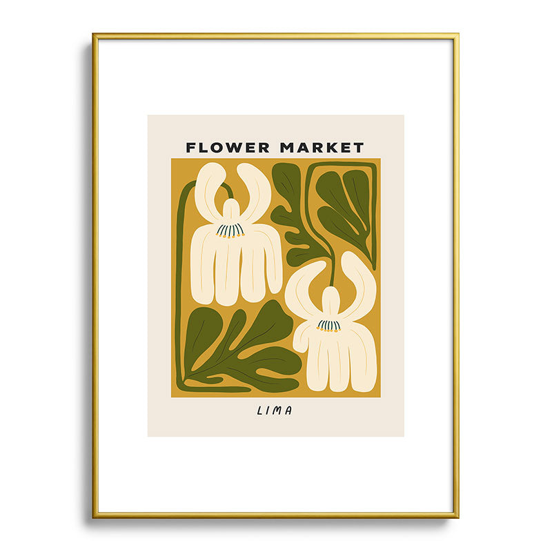 Flower Market Lima, Retro Eclectic Floral Print Framed Art Print Gallery Image 92