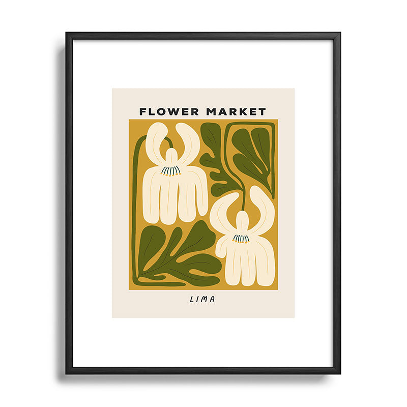 Flower Market Lima, Retro Eclectic Floral Print Framed Art Print Gallery Image 82