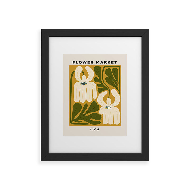 Flower Market Lima, Retro Eclectic Floral Print Framed Art Print Gallery Image 32