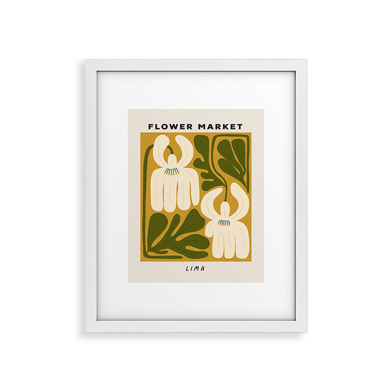 Flower Market Lima, Retro Eclectic Floral Print Framed Art Print Gallery Image 23