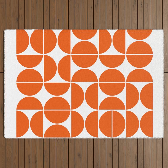 Mid Century Modern Geometric 04 Orange Outdoor Rug Gallery Image 3