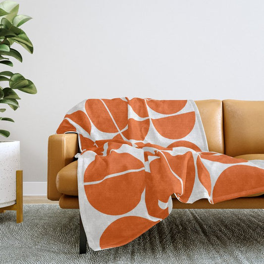Mid Century Modern Geometric 04 Orange Throw Blanket Gallery Image 2