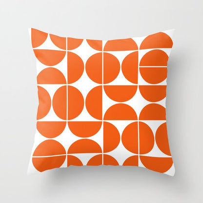 Mid Century Modern Geometric 04 Orange Throw Pillow Gallery Image 4