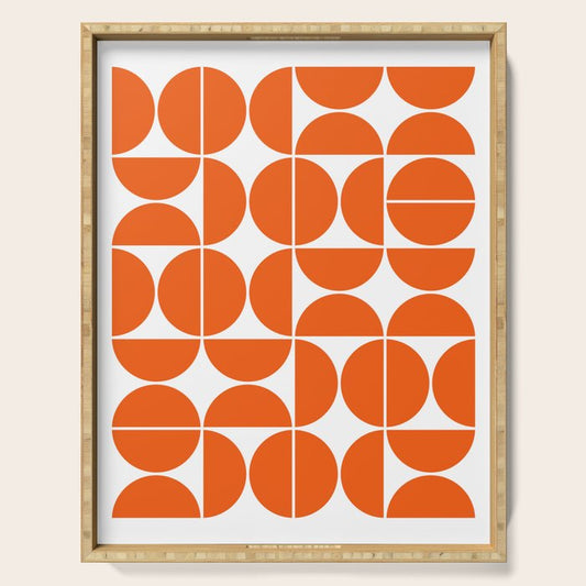 Mid Century Modern Geometric 04 Orange Serving Tray Gallery Image 1