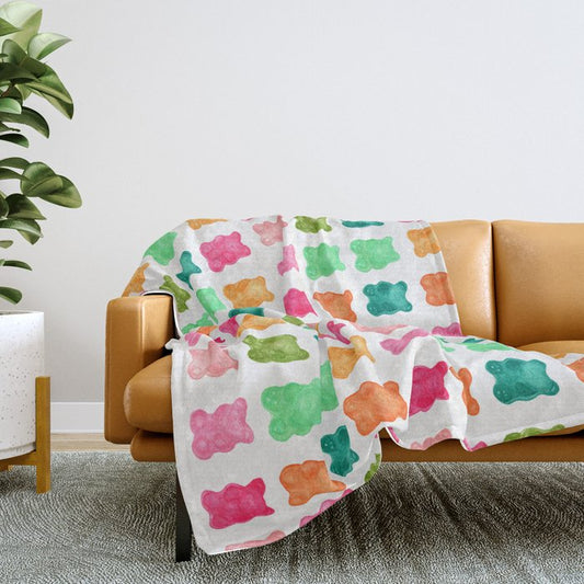 Gummy Bears Colorful Candy Throw Blanket Gallery Image 2