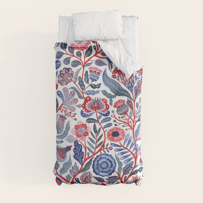 Botanical in red and blue Duvet Cover Gallery Image 9