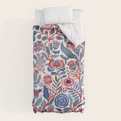 Botanical in red and blue Duvet Cover Gallery Image 10