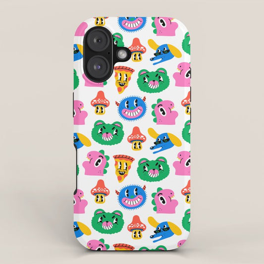 Funny retro cartoon character mascot pattern iPhone Case Gallery Image 1