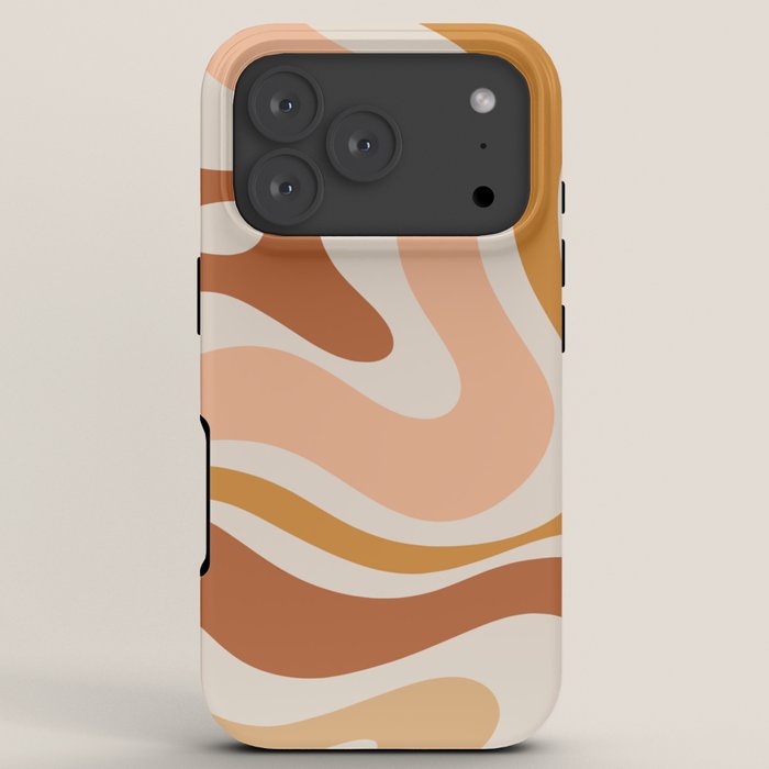 Modern Retro Liquid Swirl Abstract Square in Terracotta Earth Tones iPhone Case Gallery Image 7