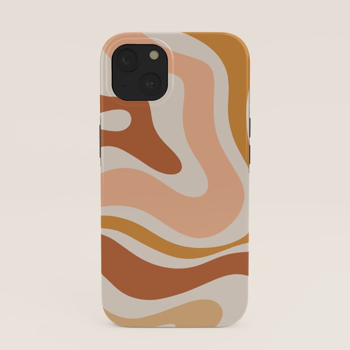 Modern Retro Liquid Swirl Abstract Square in Terracotta Earth Tones iPhone Case Gallery Image 37