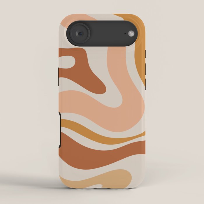 Modern Retro Liquid Swirl Abstract Square in Terracotta Earth Tones iPhone Case Gallery Image 2