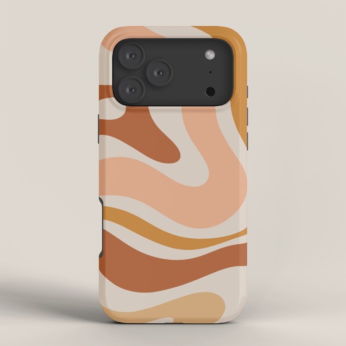Modern Retro Liquid Swirl Abstract Square in Terracotta Earth Tones iPhone Case Gallery Image 4