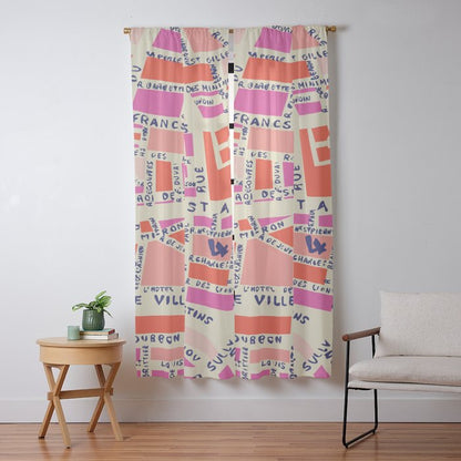paris map pink Window Curtain Gallery Image 13