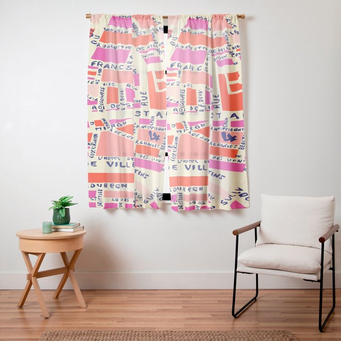 paris map pink Window Curtain Gallery Image 11