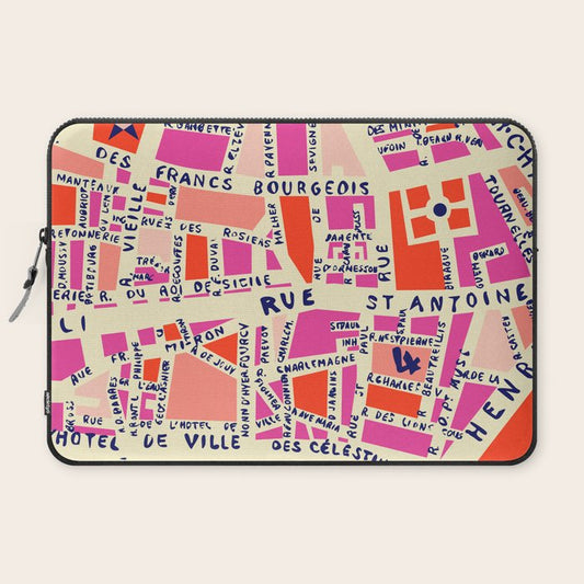 paris map pink Laptop Sleeve Gallery Image 2