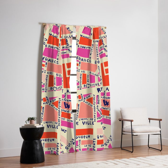 paris map pink Window Curtain Gallery Image 6