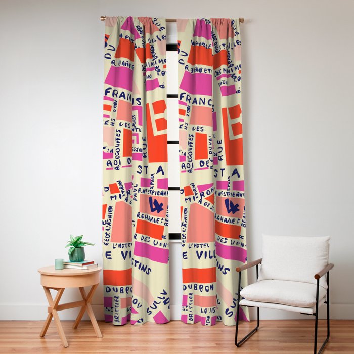 paris map pink Window Curtain Gallery Image 4