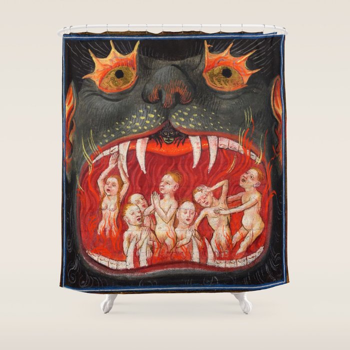 The mouth of Hell medieval art Shower Curtain Gallery Image 1