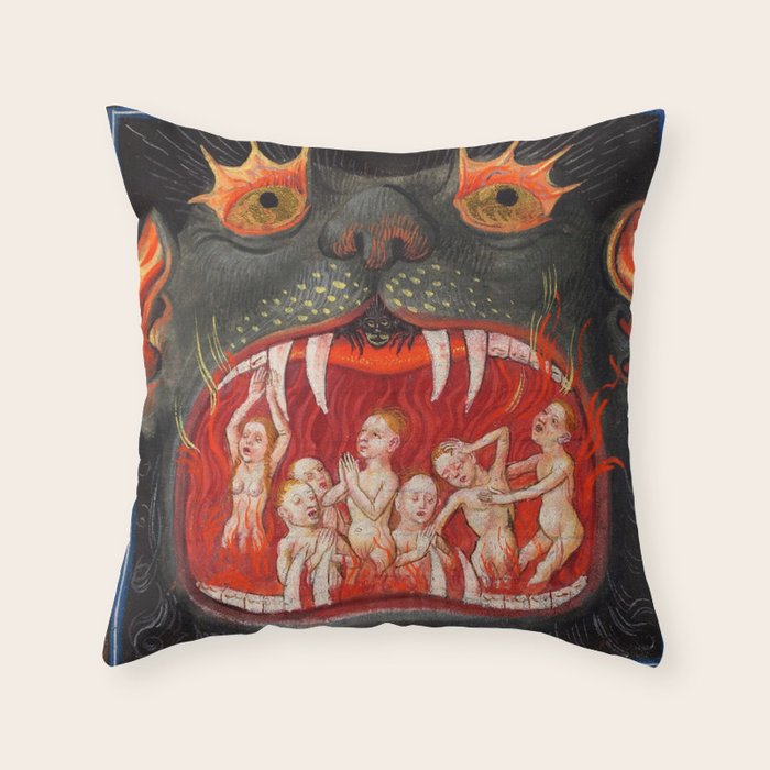 The mouth of Hell medieval art Throw Pillow Gallery Image 5