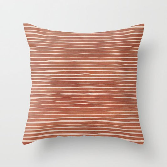 Nomad Terracotta Stripes Throw Pillow Gallery Image 1