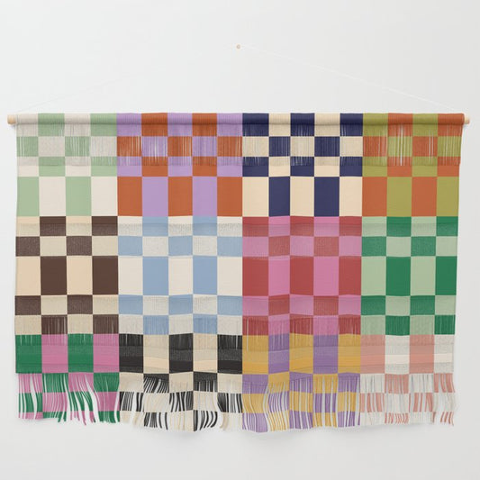 Retro 70s Colorful Patchwork Checkerboard Wall Hanging Gallery Image 1