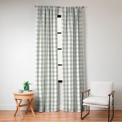 Desert Sage Grey Green and White Gingham Check Window Curtain Gallery Image 8