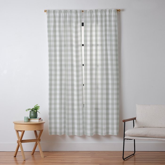 Desert Sage Grey Green and White Gingham Check Window Curtain Gallery Image 13