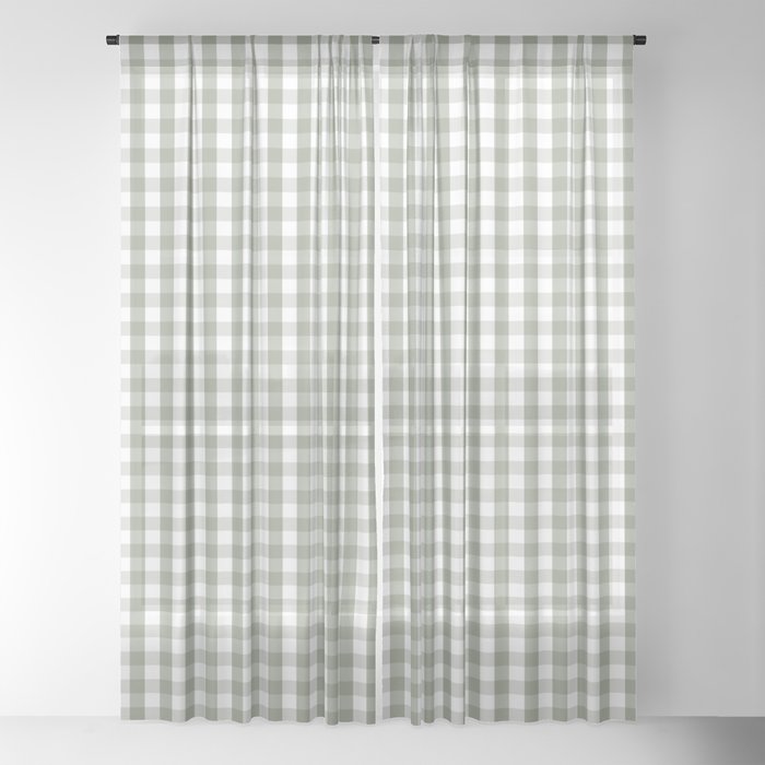 Desert Sage Grey Green and White Gingham Check Window Curtain Gallery Image 18