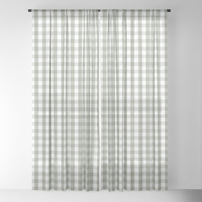 Desert Sage Grey Green and White Gingham Check Window Curtain Gallery Image 18