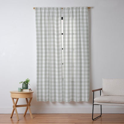Desert Sage Grey Green and White Gingham Check Window Curtain Gallery Image 9