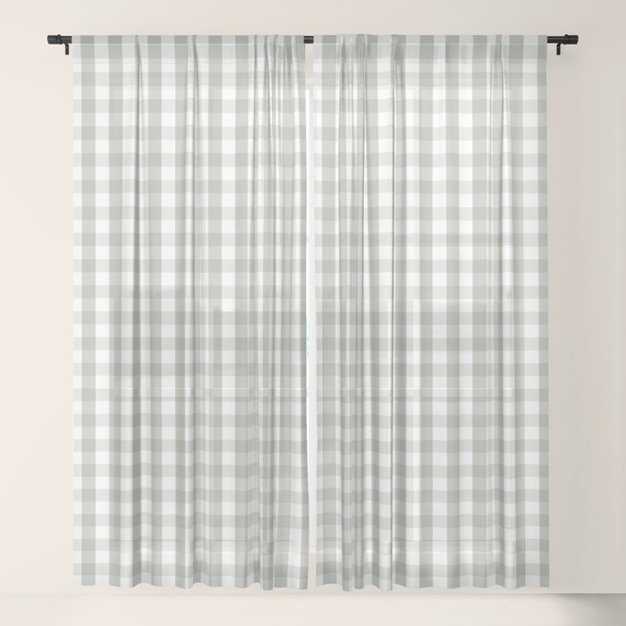 Desert Sage Grey Green and White Gingham Check Window Curtain Gallery Image 17