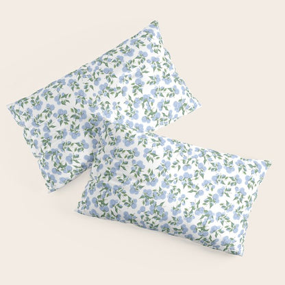 Hydrangea blue flowers, botanicals, blue and white floral Pillow Sham Gallery Image 4