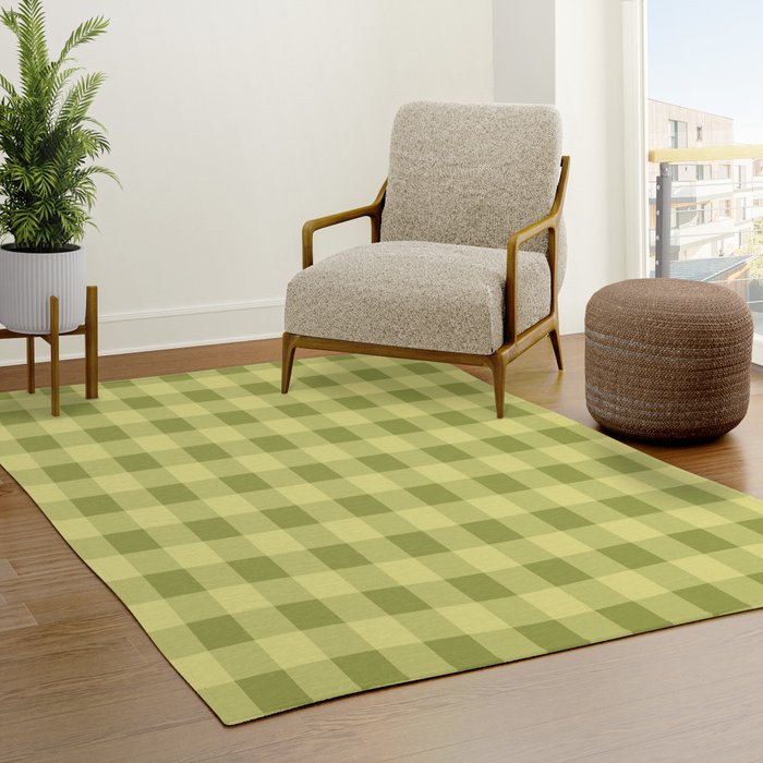 Gingham Large Lime Green Rug Gallery Image 3