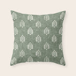 block print palm on sage Throw Pillow Gallery Image 1
