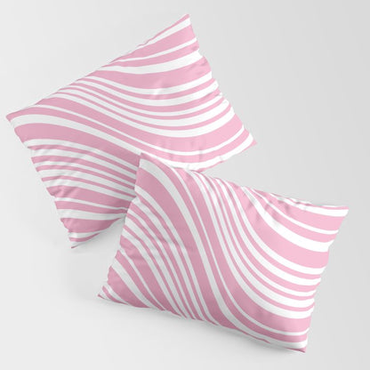 Wavy Stripes XXXI - Pastel Pink Pillow Sham Gallery Image 3